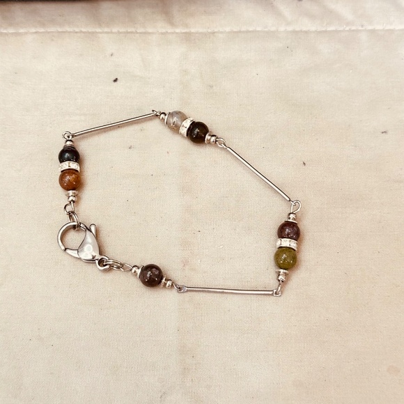 Stainless Steel & Indian Agate Beads Multicolor Handmade - Picture 2 of 12